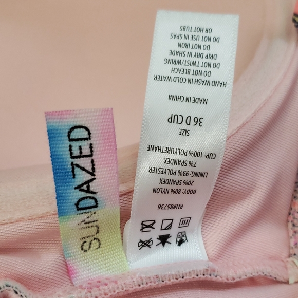 SunDazed pink multicolored strapless bikini top size 36D - Picture 10 of 12